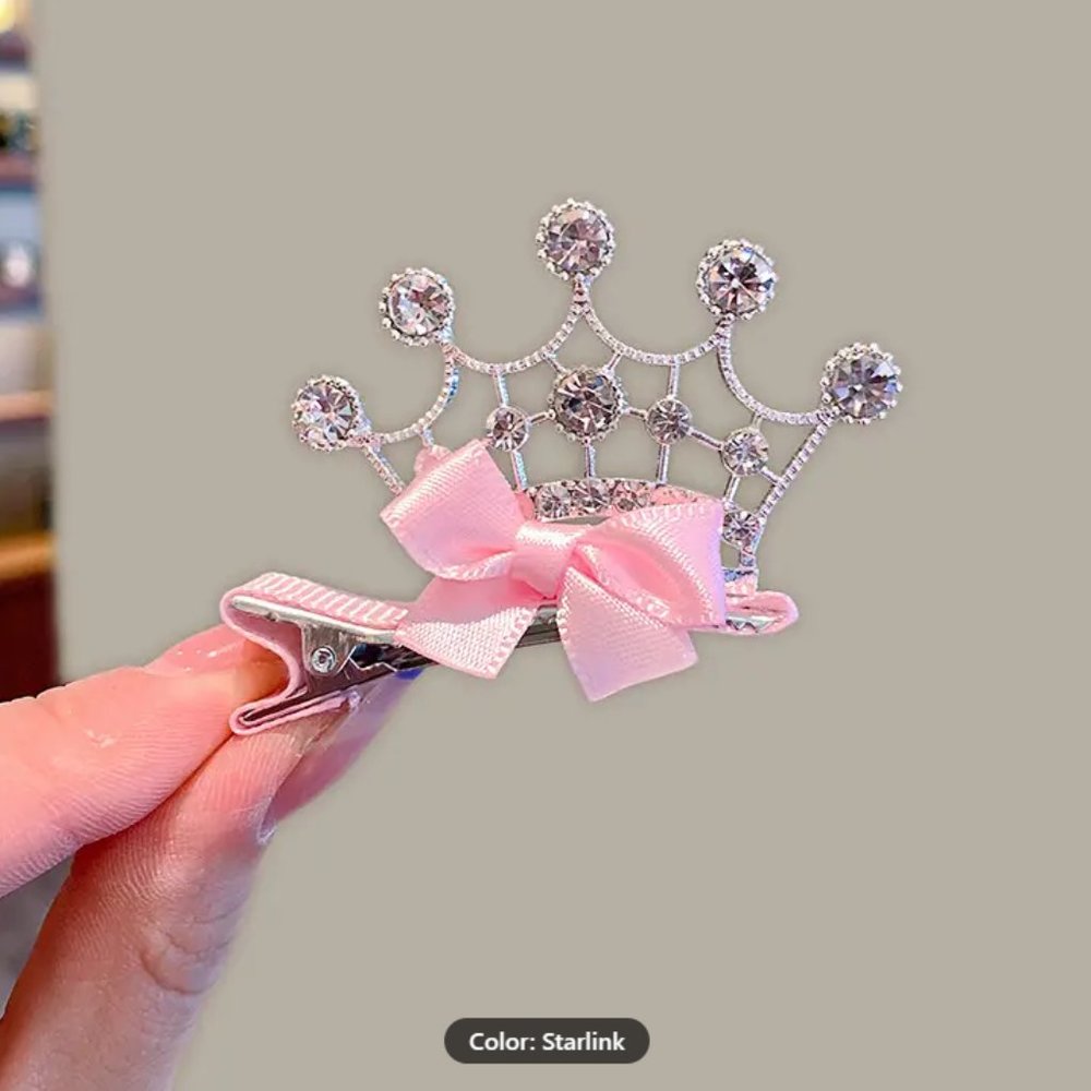 Clips with bow and crown for girls- 2pcs.